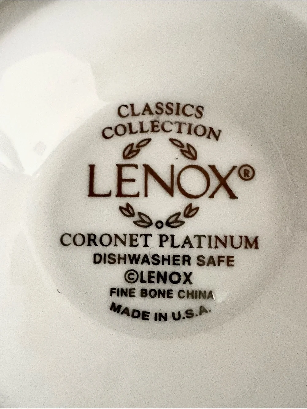 Lenox Coronet Platinum 5 piece Place Setting with Silver Scroll Trim NEW !